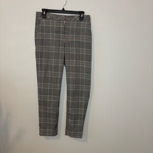 H&M Gray Plaid Skinny Cropped Pants - Academia & Business Casual Trousers
